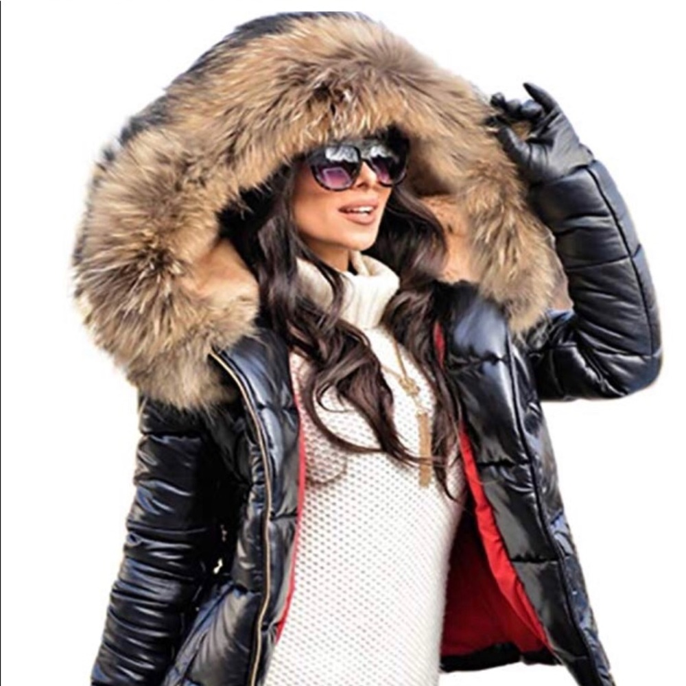 winter coat fur collar hooded down jacket parka